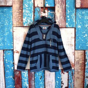 Men's Tommy Hilfiger Denim Essential Stripe Beach Hoodie Pullover MEDIUM Blue